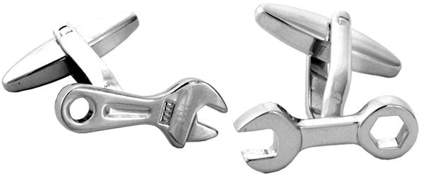 Spanners Rhodium Plate Cufflinks by Dalaco