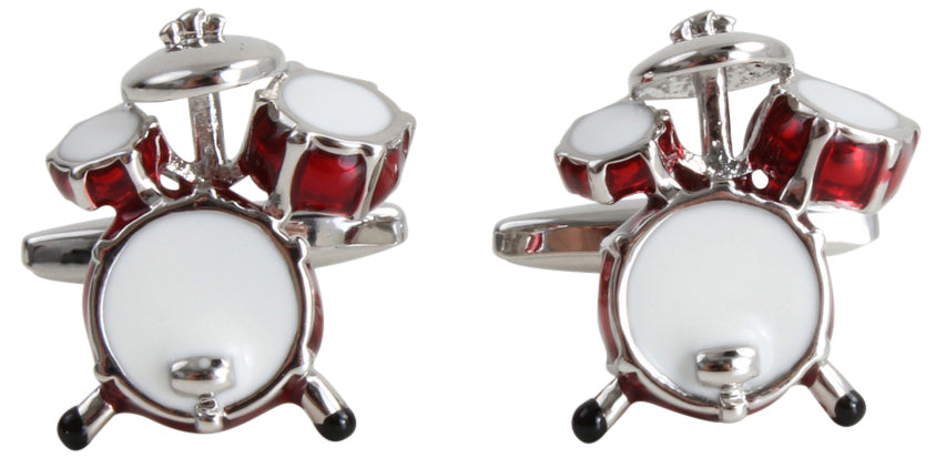 Red Drum Kit Rhodium Music Cufflinks by Dalaco