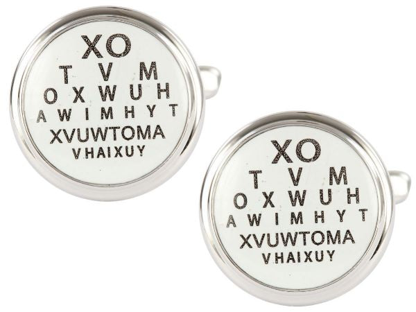 Eye Test Rhodium Cufflinks by Dalaco