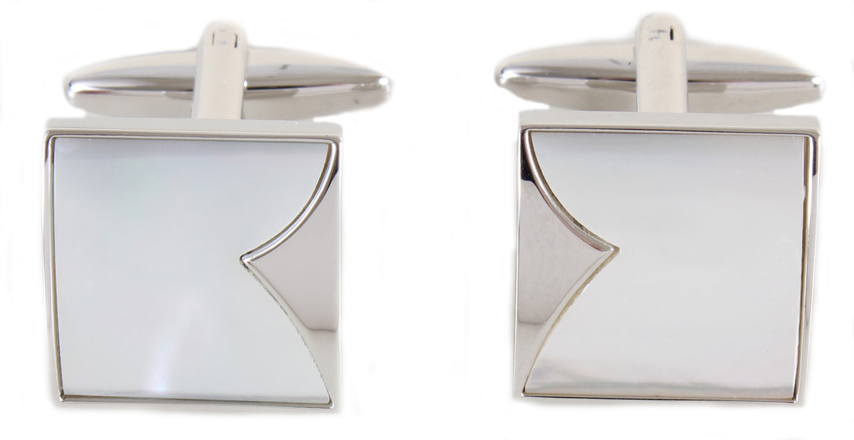 Mother of Pearl Stone Fish Tail Cufflinks by Dalaco