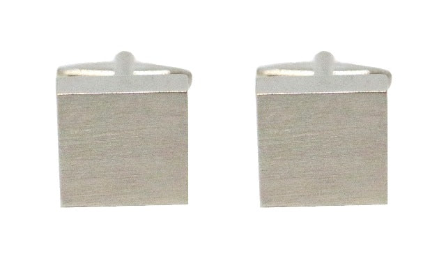 Square Engravable Brushed Rhodium Cufflinks by Dalaco