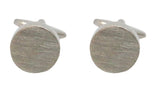 Round Engravable Brushed Rhodium Cufflinks by Dalaco