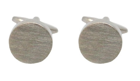 Round Engravable Brushed Rhodium Cufflinks by Dalaco
