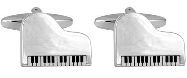 Grand Piano Rhodium Plate Cufflinks by Dalaco