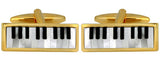Piano Keyboard Mother of Pearl and Onyx Gold Plated Cufflinks by Dalaco