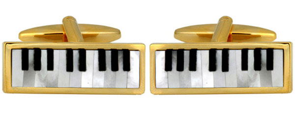 Piano Keyboard Mother of Pearl and Onyx Gold Plated Cufflinks by Dalaco