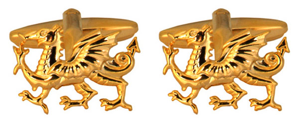 Welsh Dragon Cut Out Gold Plated Cufflinks by Dalaco
