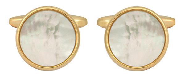 Mother of Pearl Round Gold Plated Cufflinks by Dalaco