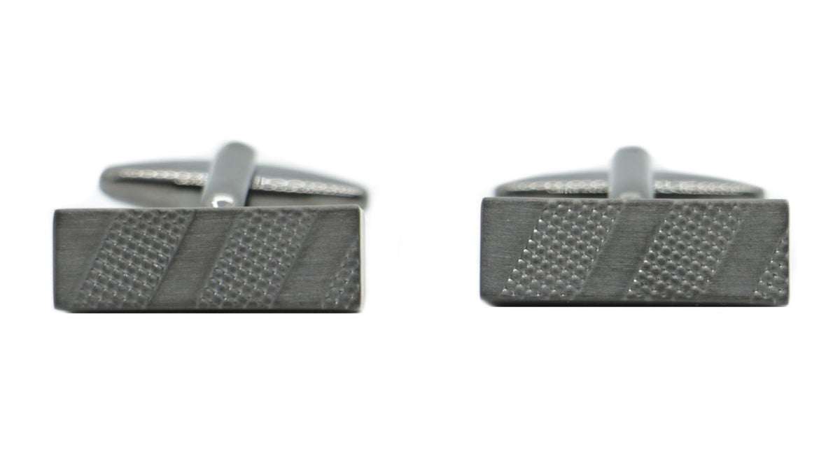 Gun Metal Engine Turned Bar Cufflinks by Dalaco