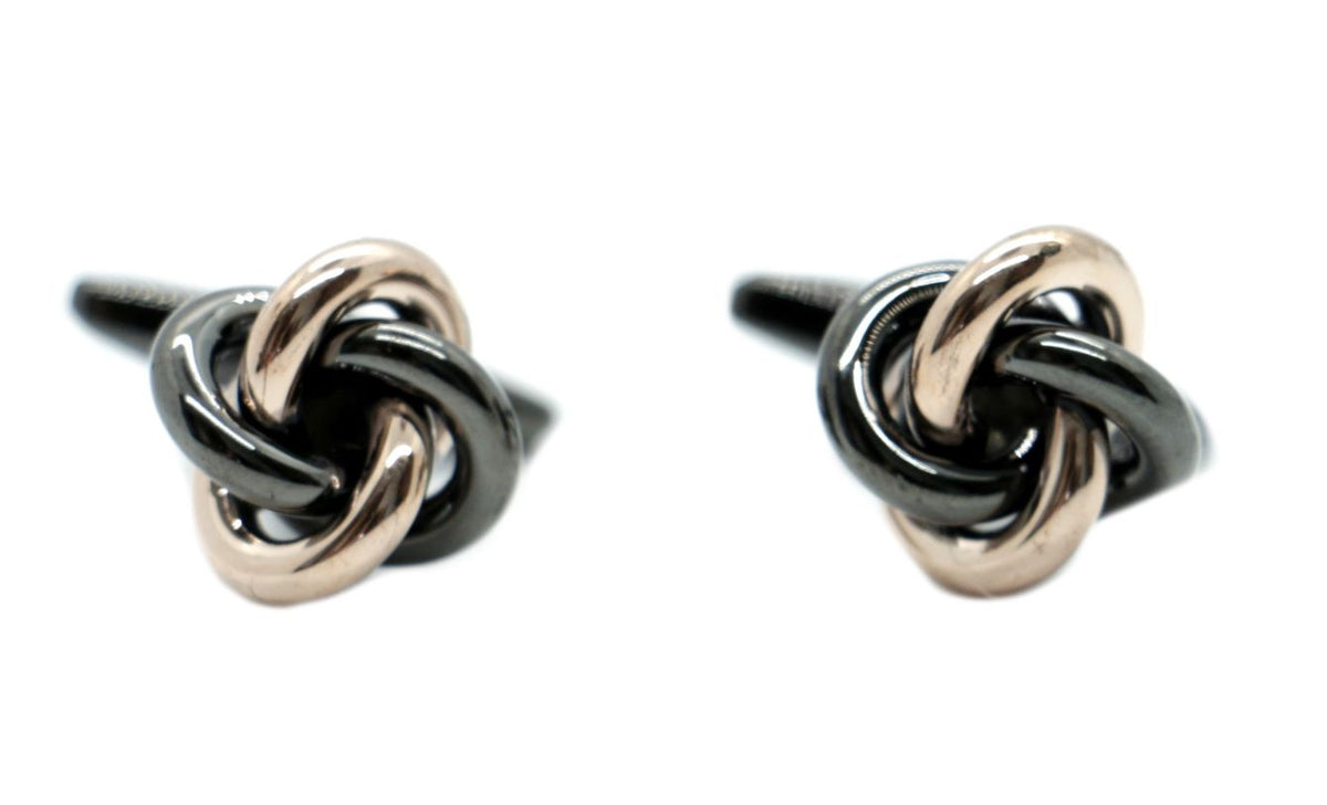 Mixed Gunmetal & Rose Gold Knot Cufflinks by Dalaco