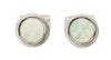 Synthetic Opal Round Chequered Edge Rhodium Cufflinks by Dalaco