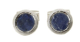 Sodalite Stone Round Rhodium Cufflinks by Dalaco