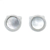 Mother of Pearl Round Chequered Edge Rhodium Cufflinks by Dalaco