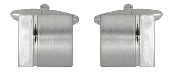 Curved Square Brushed & Shiny Rhodium Plated Cufflinks by Dalaco
