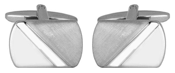 Diagonal Brushed/Shiny Rhodium Plated Cufflinks by Dalaco
