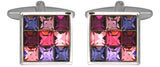 Pink Toned 9 Crystal – Set Square Rhodium Plated Cufflinks by Dalaco