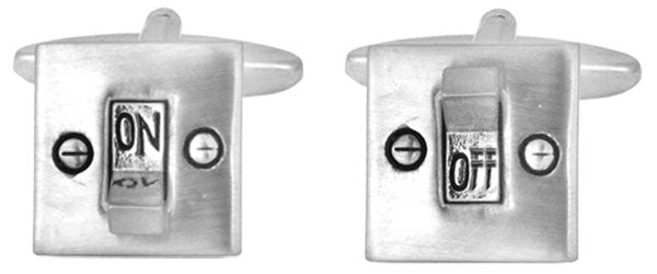 Light Switch On/Off Rhodium Plated Cufflinks by Dalaco