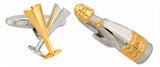 Champagne Bottle & Glasses Rhodium Plated Cufflinks by Dalaco