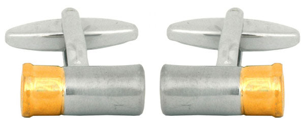 Gun Cartridge 2-Tone Rhodium and Gold Plated Cufflinks by Dalaco