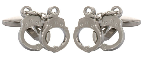 Handcuff Rhodium Plated Cufflinks by Dalaco