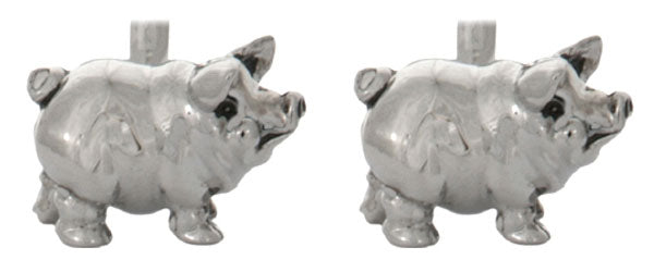 Pig 3D Rhodium Plated Cufflinks by Dalaco