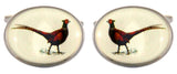 Pheasant Oval Rhodium Plated Cufflinks by Dalaco