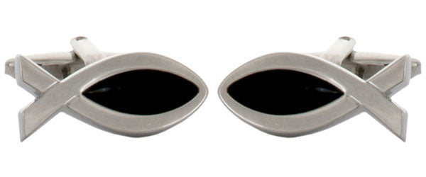 Fish Symbol Rhodium Plated Cufflinks by Dalaco