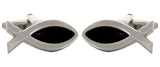 Fish Symbol Rhodium Plated Cufflinks by Dalaco
