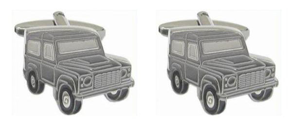 Grey Land Vehicle (Defender) Rhodium Plated Cufflinks by Dalaco