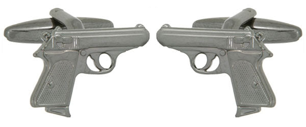 Walther PPK Handgun Cufflinks with Gun Metal Plating by Dalaco