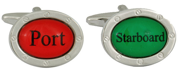 Port & Starboard Rhodium Plated Cufflinks by Dalaco