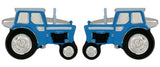 Blue Tractor Rhodium Plated Cufflinks by Dalaco