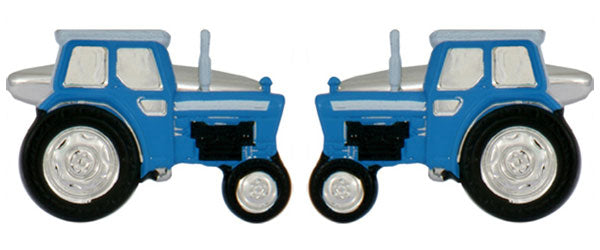 Blue Tractor Rhodium Plated Cufflinks by Dalaco