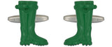 Green Wellington Boots Rhodium Plated Cufflinks by Dalaco