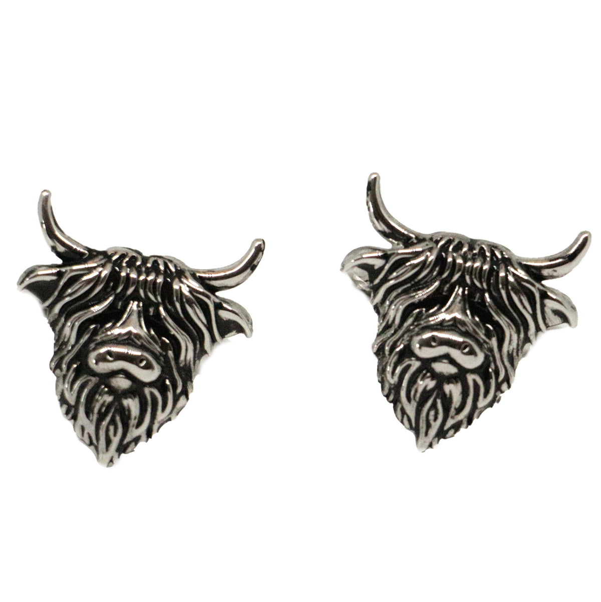 Highland Cow Rhodium & Black Enamel Cufflinks by Dalaco