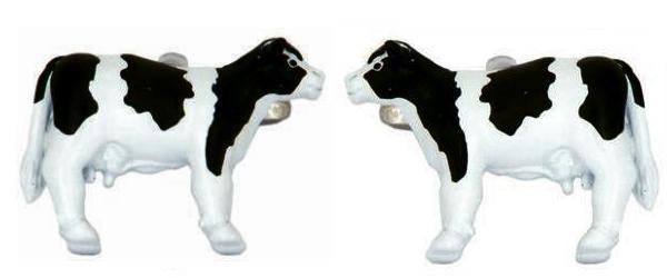 Black & White Cow Rhodium Plated Cufflinks by Dalaco