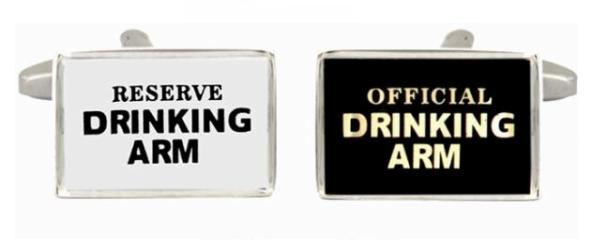 “Drinking Arm” Black & White Rhodium Plated Cufflinks by Dalaco