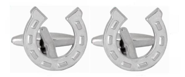 Horseshoe Rhodium Plated Cufflinks by Dalaco