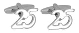 No. 25 Celebration Rhodium Plated Cufflinks by Dalaco