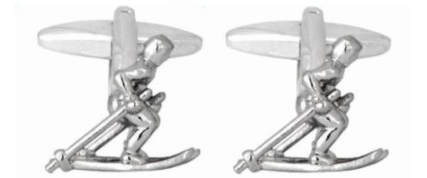 Skier Rhodium Plated Cufflinks by Dalaco