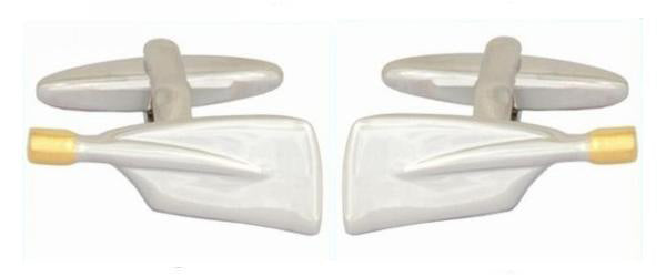 Rowing Blade Rhodium Plated Cufflinks with Gold Plate Detail by Dalaco