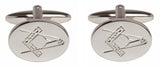 Masonic Engraved Oval Rhodium Plated Cufflinks by Dalaco