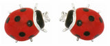 Ladybird Cufflinks – Red and Black enamel set in Rhodium Plate by Dalaco