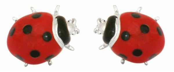 Ladybird Cufflinks – Red and Black enamel set in Rhodium Plate by Dalaco