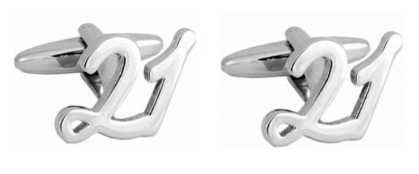 ’21’ Celebration Rhodium Plated Cufflinks by Dalaco