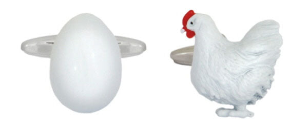 Chicken & Egg Rhodium Plated Cufflinks by Dalaco