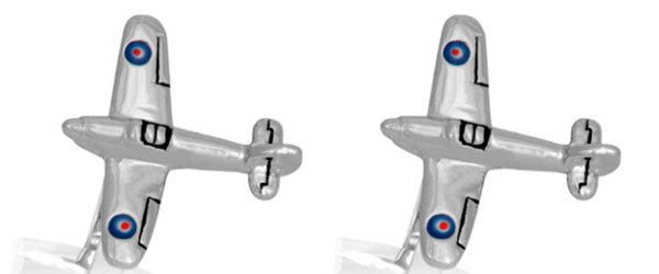 3D Hurricane Aircraft Rhodium Plated Cufflinks by Dalaco