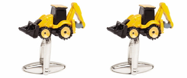 Yellow and Black Digger Rhodium Plated Cufflinks by Dalaco