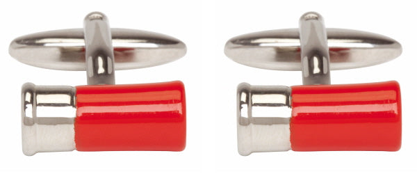 Red Gun Cartridge Rhodium Plated Cufflinks by Dalaco
