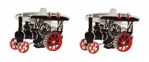 Traction Engine Rhodium Plated Cufflinks by Dalaco